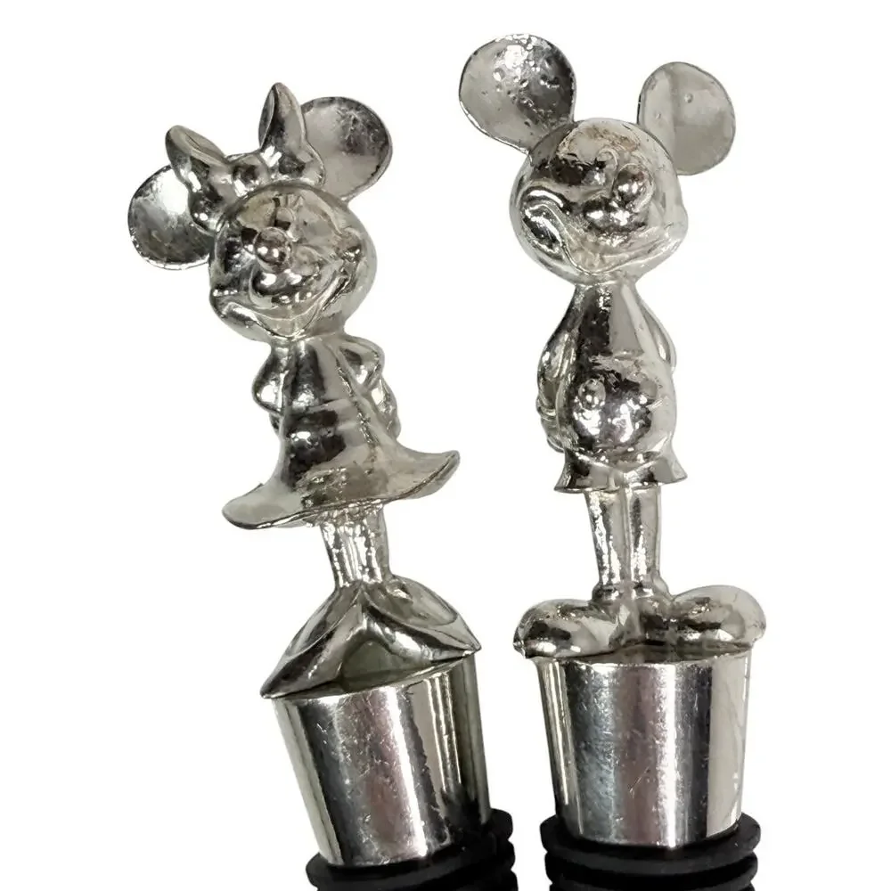 Disney Mickey Mouse Bottle Stoppers Minnie Mouse Set 2 Mousewares Silver Metal